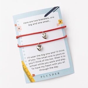 NEW Red Bracelet Set with Silver Heart Charms Back to School ❤️